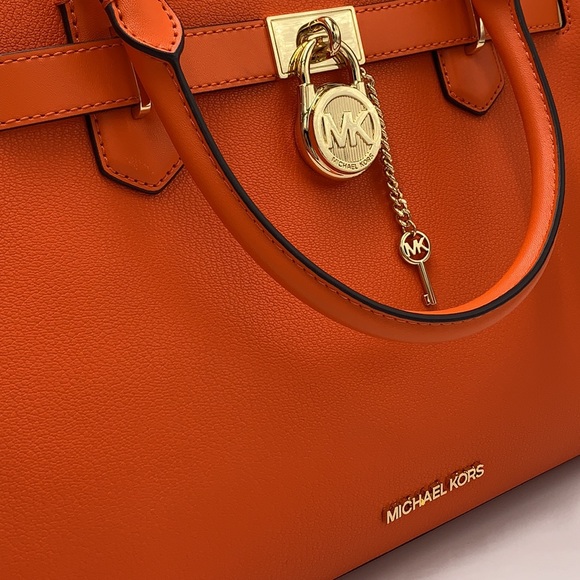 Michael Kors Hamilton Medium Leather Satchel Poppy  color - Picture 4 of 16